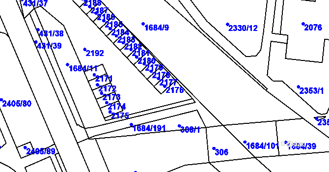 Parcela st. 2176 v KÚ Starý Lískovec, Katastrální mapa