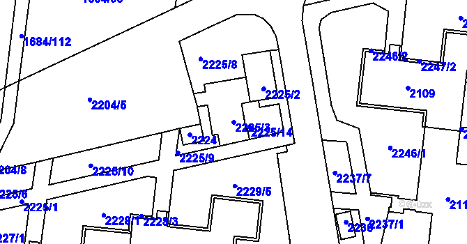 Parcela st. 2225/3 v KÚ Starý Lískovec, Katastrální mapa