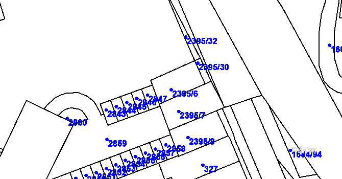Parcela st. 2395/6 v KÚ Starý Lískovec, Katastrální mapa