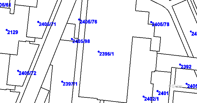 Parcela st. 2396/1 v KÚ Starý Lískovec, Katastrální mapa
