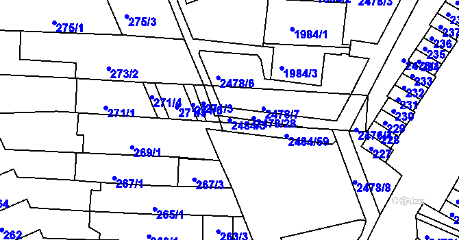 Parcela st. 2484/3 v KÚ Starý Lískovec, Katastrální mapa
