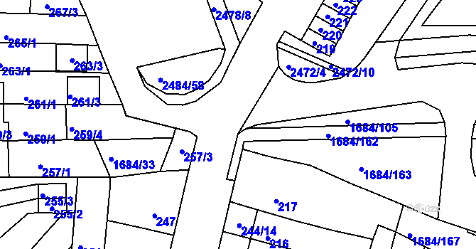 Parcela st. 2484/6 v KÚ Starý Lískovec, Katastrální mapa