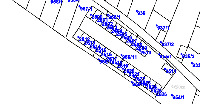 Parcela st. 2516 v KÚ Starý Lískovec, Katastrální mapa