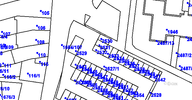 Parcela st. 2532 v KÚ Starý Lískovec, Katastrální mapa