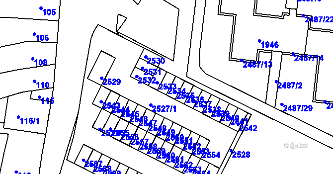 Parcela st. 2534 v KÚ Starý Lískovec, Katastrální mapa
