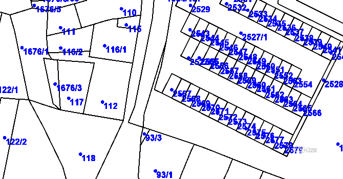 Parcela st. 2567 v KÚ Starý Lískovec, Katastrální mapa