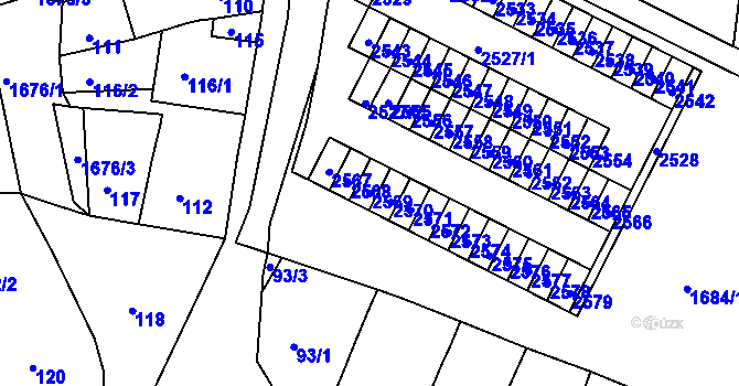 Parcela st. 2569 v KÚ Starý Lískovec, Katastrální mapa
