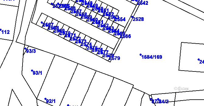 Parcela st. 2578 v KÚ Starý Lískovec, Katastrální mapa