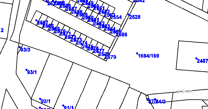 Parcela st. 2579 v KÚ Starý Lískovec, Katastrální mapa