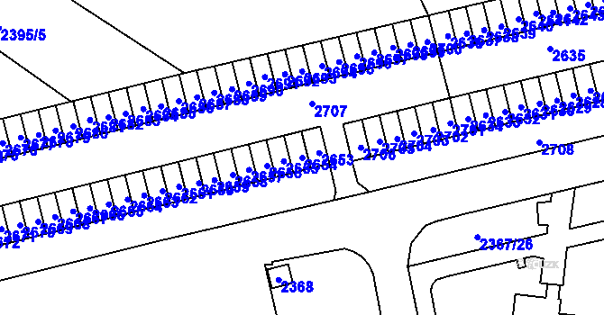 Parcela st. 2654 v KÚ Starý Lískovec, Katastrální mapa