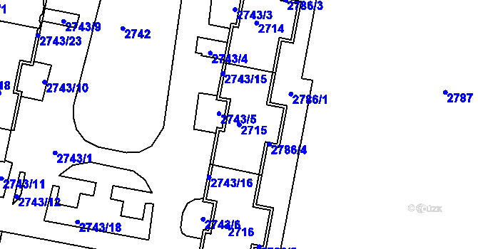 Parcela st. 2715 v KÚ Starý Lískovec, Katastrální mapa