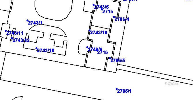 Parcela st. 2716 v KÚ Starý Lískovec, Katastrální mapa