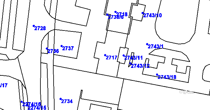 Parcela st. 2717 v KÚ Starý Lískovec, Katastrální mapa
