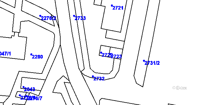 Parcela st. 2722 v KÚ Starý Lískovec, Katastrální mapa