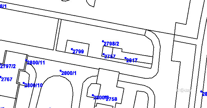 Parcela st. 2757 v KÚ Starý Lískovec, Katastrální mapa