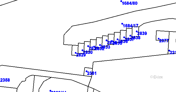 Parcela st. 2831 v KÚ Starý Lískovec, Katastrální mapa