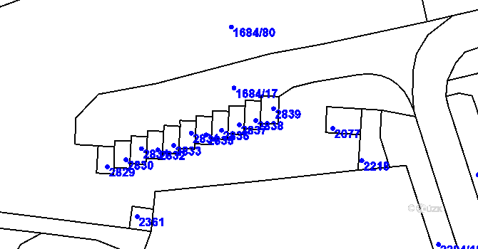 Parcela st. 2837 v KÚ Starý Lískovec, Katastrální mapa