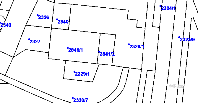 Parcela st. 2841/2 v KÚ Starý Lískovec, Katastrální mapa