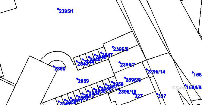 Parcela st. 2847 v KÚ Starý Lískovec, Katastrální mapa