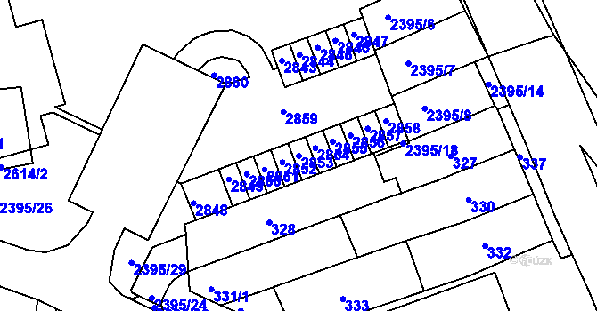 Parcela st. 2853 v KÚ Starý Lískovec, Katastrální mapa