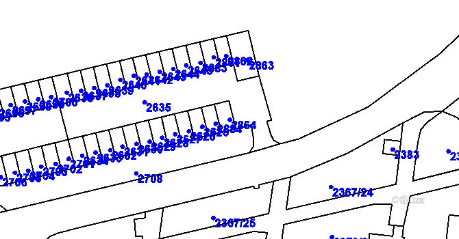 Parcela st. 2864 v KÚ Starý Lískovec, Katastrální mapa