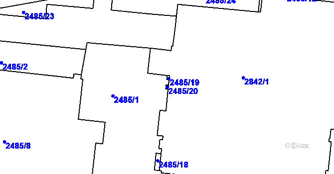 Parcela st. 2485/20 v KÚ Starý Lískovec, Katastrální mapa