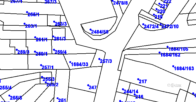 Parcela st. 259/9 v KÚ Starý Lískovec, Katastrální mapa