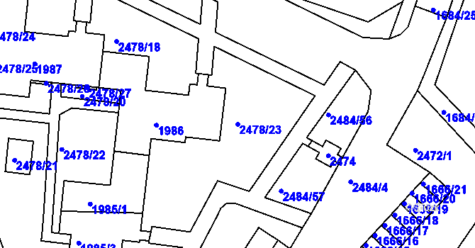 Parcela st. 2478/23 v KÚ Starý Lískovec, Katastrální mapa