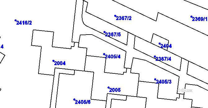 Parcela st. 2405/4 v KÚ Starý Lískovec, Katastrální mapa