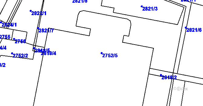 Parcela st. 2752/5 v KÚ Starý Lískovec, Katastrální mapa