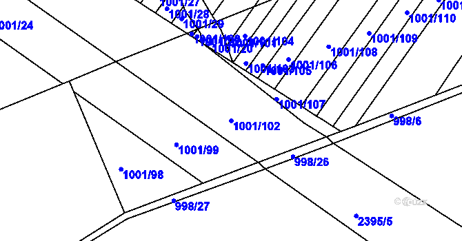 Parcela st. 1001/102 v KÚ Starý Lískovec, Katastrální mapa
