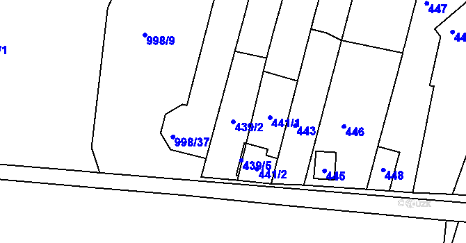 Parcela st. 439/2 v KÚ Starý Lískovec, Katastrální mapa