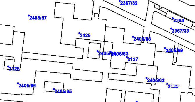 Parcela st. 2405/64 v KÚ Starý Lískovec, Katastrální mapa