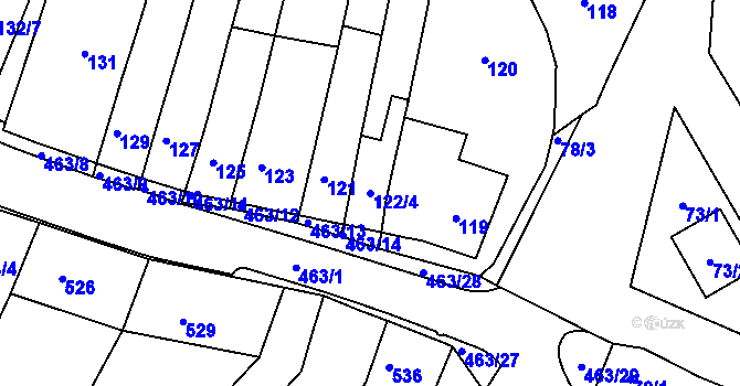 Parcela st. 122/4 v KÚ Starý Lískovec, Katastrální mapa