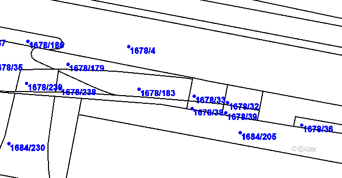 Parcela st. 1678/187 v KÚ Starý Lískovec, Katastrální mapa