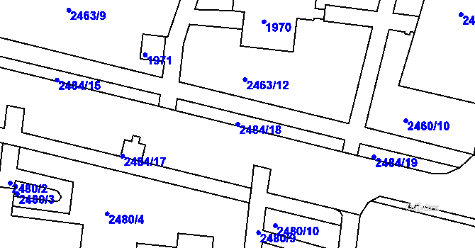 Parcela st. 2484/18 v KÚ Starý Lískovec, Katastrální mapa