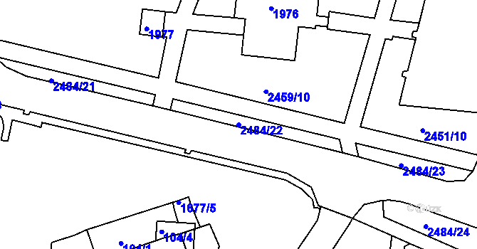 Parcela st. 2484/22 v KÚ Starý Lískovec, Katastrální mapa