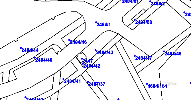 Parcela st. 2484/43 v KÚ Starý Lískovec, Katastrální mapa
