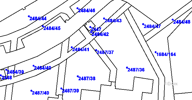 Parcela st. 2487/37 v KÚ Starý Lískovec, Katastrální mapa