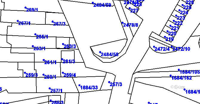 Parcela st. 2484/58 v KÚ Starý Lískovec, Katastrální mapa