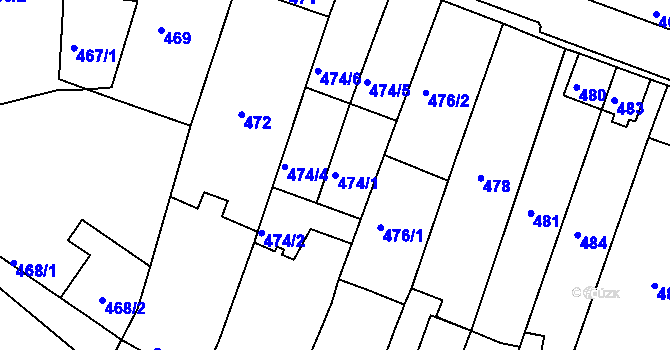 Parcela st. 474/1 v KÚ Starý Lískovec, Katastrální mapa