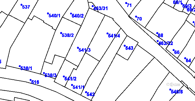Parcela st. 541/6 v KÚ Starý Lískovec, Katastrální mapa