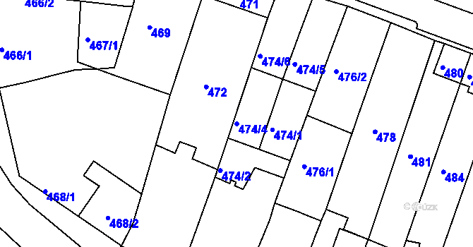 Parcela st. 474/4 v KÚ Starý Lískovec, Katastrální mapa