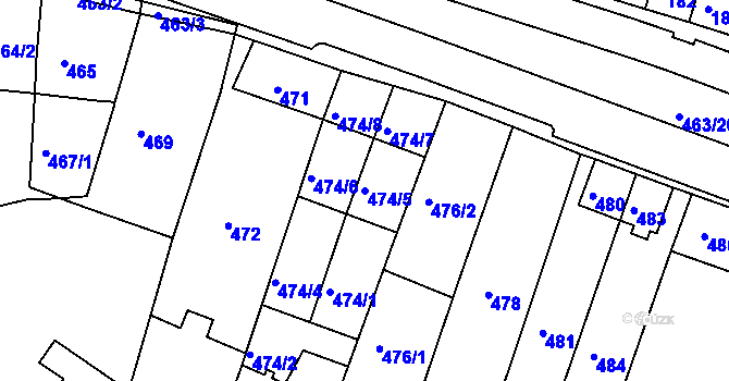 Parcela st. 474/5 v KÚ Starý Lískovec, Katastrální mapa