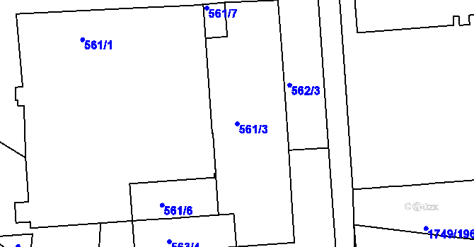 Parcela st. 561/3 v KÚ Starý Lískovec, Katastrální mapa
