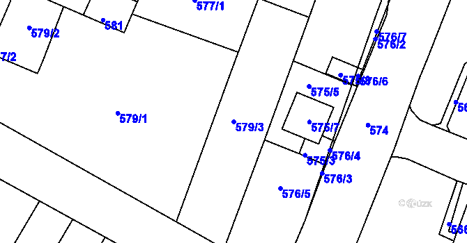 Parcela st. 579/3 v KÚ Starý Lískovec, Katastrální mapa