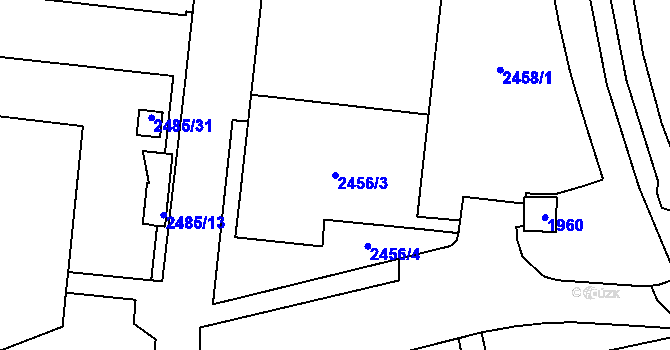Parcela st. 2456/3 v KÚ Starý Lískovec, Katastrální mapa