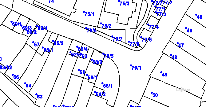 Parcela st. 79/5 v KÚ Starý Lískovec, Katastrální mapa