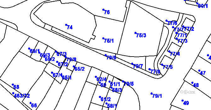 Parcela st. 79/6 v KÚ Starý Lískovec, Katastrální mapa