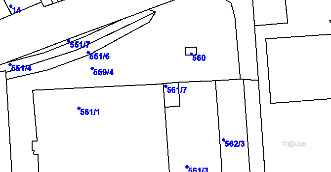 Parcela st. 561/7 v KÚ Starý Lískovec, Katastrální mapa